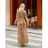 MEROKEETY Women’s V Neck Wrap Velvet Maxi Wedding Guest Dress Bell Sleeve Split Bridesmaid Cocktail Party Formal Dresses(Champagne)