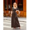 MEROKEETY Women’s V Neck Wrap Velvet Maxi Wedding Guest Dress Bell Sleeve Split Bridesmaid Cocktail Party Formal Dresses(Coffee)