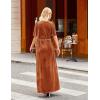 MEROKEETY Women’s V Neck Wrap Velvet Maxi Wedding Guest Dress Bell Sleeve Split Bridesmaid Cocktail Party Formal Dresses(Earthyorange)
