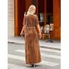 MEROKEETY Women’s V Neck Wrap Velvet Maxi Wedding Guest Dress Bell Sleeve Split Bridesmaid Cocktail Party Formal Dresses(Golden)