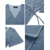 MEROKEETY Women’s V Neck Wrap Velvet Maxi Wedding Guest Dress Bell Sleeve Split Bridesmaid Cocktail Party Formal Dresses(Haze Blue)