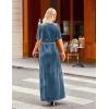 MEROKEETY Women’s V Neck Wrap Velvet Maxi Wedding Guest Dress Bell Sleeve Split Bridesmaid Cocktail Party Formal Dresses(Haze Blue)