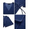 MEROKEETY Women’s V Neck Wrap Velvet Maxi Wedding Guest Dress Bell Sleeve Split Bridesmaid Cocktail Party Formal Dresses(Navy)