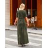 MEROKEETY Women’s V Neck Wrap Velvet Maxi Wedding Guest Dress Bell Sleeve Split Bridesmaid Cocktail Party Formal Dresses(Olive)