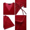 MEROKEETY Women’s V Neck Wrap Velvet Maxi Wedding Guest Dress Bell Sleeve Split Bridesmaid Cocktail Party Formal Dresses(Red)