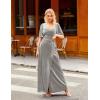 MEROKEETY Women’s V Neck Wrap Velvet Maxi Wedding Guest Dress Bell Sleeve Split Bridesmaid Cocktail Party Formal Dresses(Silvery)