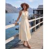 MEROKEETY Women’s Wedding Guest Formal Dress Summer Halter Backless Sleeveless V Neck Ruched Cocktail Maxi Dresses(Apricot)