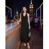 MEROKEETY Women’s Wedding Guest Formal Dress Summer Halter Backless Sleeveless V Neck Ruched Cocktail Maxi Dresses(Black)