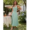 MEROKEETY Women’s Wedding Guest Formal Dress Summer Halter Backless Sleeveless V Neck Ruched Cocktail Maxi Dresses(Sage)