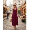 MEROKEETY Women’s Wedding Guest Formal Dress Summer Halter Backless Sleeveless V Neck Ruched Cocktail Maxi Dresses(Wine)