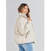 MEROKEETY Women’s Winter Puffer Jacket Long Sleeve Short Warm Quilted Baggy Coats 2025 Outerwear(Beige)