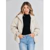 MEROKEETY Women’s Winter Puffer Jacket Long Sleeve Short Warm Quilted Baggy Coats 2025 Outerwear(Beige)