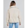MEROKEETY Women’s Winter Puffer Jacket Long Sleeve Short Warm Quilted Baggy Coats 2025 Outerwear(Beige)