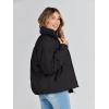 MEROKEETY Women’s Winter Puffer Jacket Long Sleeve Short Warm Quilted Baggy Coats 2025 Outerwear(Black)