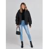 MEROKEETY Women’s Winter Puffer Jacket Long Sleeve Short Warm Quilted Baggy Coats 2025 Outerwear(Black)