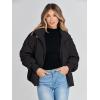 MEROKEETY Women’s Winter Puffer Jacket Long Sleeve Short Warm Quilted Baggy Coats 2025 Outerwear(Black)