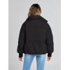 MEROKEETY Women’s Winter Puffer Jacket Long Sleeve Short Warm Quilted Baggy Coats 2025 Outerwear(Black)