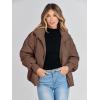 MEROKEETY Women’s Winter Puffer Jacket Long Sleeve Short Warm Quilted Baggy Coats 2025 Outerwear(Coffee)