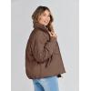 MEROKEETY Women’s Winter Puffer Jacket Long Sleeve Short Warm Quilted Baggy Coats 2025 Outerwear(Coffee)
