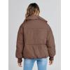 MEROKEETY Women’s Winter Puffer Jacket Long Sleeve Short Warm Quilted Baggy Coats 2025 Outerwear(Coffee)