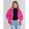 MEROKEETY Women’s Winter Puffer Jacket Long Sleeve Short Warm Quilted Baggy Coats 2025 Outerwear(Hot Pink)