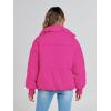MEROKEETY Women’s Winter Puffer Jacket Long Sleeve Short Warm Quilted Baggy Coats 2025 Outerwear(Hot Pink)