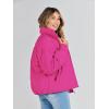 MEROKEETY Women’s Winter Puffer Jacket Long Sleeve Short Warm Quilted Baggy Coats 2025 Outerwear(Hot Pink)