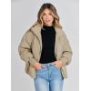 MEROKEETY Women’s Winter Puffer Jacket Long Sleeve Short Warm Quilted Baggy Coats 2025 Outerwear(Khaki)