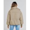 MEROKEETY Women’s Winter Puffer Jacket Long Sleeve Short Warm Quilted Baggy Coats 2025 Outerwear(Khaki)