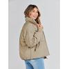 MEROKEETY Women’s Winter Puffer Jacket Long Sleeve Short Warm Quilted Baggy Coats 2025 Outerwear(Khaki)