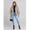 MEROKEETY Women’s Winter Puffer Jacket Long Sleeve Short Warm Quilted Baggy Coats 2025 Outerwear(Khaki)