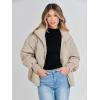 MEROKEETY Women’s Winter Puffer Jacket Long Sleeve Short Warm Quilted Baggy Coats 2025 Outerwear(Light Khaki)