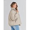 MEROKEETY Women’s Winter Puffer Jacket Long Sleeve Short Warm Quilted Baggy Coats 2025 Outerwear(Light Khaki)
