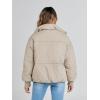 MEROKEETY Women’s Winter Puffer Jacket Long Sleeve Short Warm Quilted Baggy Coats 2025 Outerwear(Light Khaki)