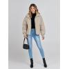 MEROKEETY Women’s Winter Puffer Jacket Long Sleeve Short Warm Quilted Baggy Coats 2025 Outerwear(Light Khaki)