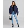 MEROKEETY Women’s Winter Puffer Jacket Long Sleeve Short Warm Quilted Baggy Coats 2025 Outerwear(Navy)