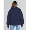 MEROKEETY Women’s Winter Puffer Jacket Long Sleeve Short Warm Quilted Baggy Coats 2025 Outerwear(Navy)