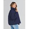 MEROKEETY Women’s Winter Puffer Jacket Long Sleeve Short Warm Quilted Baggy Coats 2025 Outerwear(Navy)
