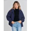 MEROKEETY Women’s Winter Puffer Jacket Long Sleeve Short Warm Quilted Baggy Coats 2025 Outerwear(Navy)