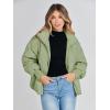 MEROKEETY Women’s Winter Puffer Jacket Long Sleeve Short Warm Quilted Baggy Coats 2025 Outerwear(Pea Green)