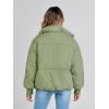 MEROKEETY Women’s Winter Puffer Jacket Long Sleeve Short Warm Quilted Baggy Coats 2025 Outerwear(Pea Green)