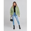 MEROKEETY Women’s Winter Puffer Jacket Long Sleeve Short Warm Quilted Baggy Coats 2025 Outerwear(Pea Green)
