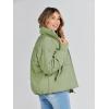 MEROKEETY Women’s Winter Puffer Jacket Long Sleeve Short Warm Quilted Baggy Coats 2025 Outerwear(Pea Green)