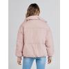 MEROKEETY Women’s Winter Puffer Jacket Long Sleeve Short Warm Quilted Baggy Coats 2025 Outerwear(Pink)