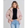 MEROKEETY Women’s Winter Puffer Jacket Long Sleeve Short Warm Quilted Baggy Coats 2025 Outerwear(Pink)