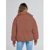 MEROKEETY Women’s Winter Puffer Jacket Long Sleeve Short Warm Quilted Baggy Coats 2025 Outerwear(Red Brown)