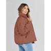 MEROKEETY Women’s Winter Puffer Jacket Long Sleeve Short Warm Quilted Baggy Coats 2025 Outerwear(Red Brown)