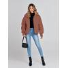 MEROKEETY Women’s Winter Puffer Jacket Long Sleeve Short Warm Quilted Baggy Coats 2025 Outerwear(Red Brown)