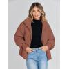 MEROKEETY Women’s Winter Puffer Jacket Long Sleeve Short Warm Quilted Baggy Coats 2025 Outerwear(Red Brown)