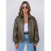MEROKEETY Women’s Winter Spring Oversized Faux Leather Jacket 2026 Fall Zip Up Motorcycle Coats Fashion Outfits Clothes(Armygreen)